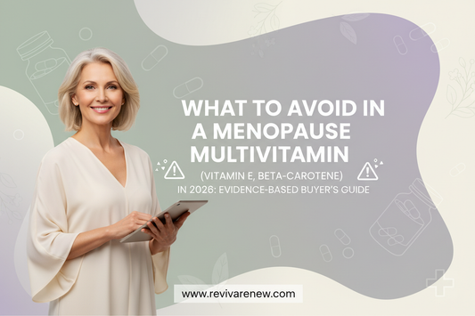 What to Avoid in a Menopause Multivitamin (Vitamin E, Beta-Carotene) in 2026: Evidence-Based Buyer’s Guide www.revivarenew.com