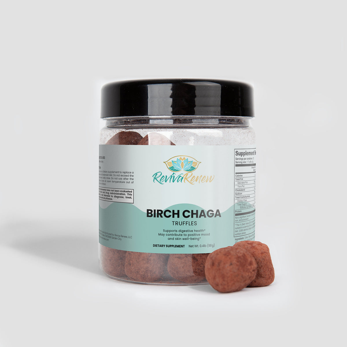 RevivaRenew Birch Chaga Truffles – Chocolate-Fulvic Gut & Immune Support