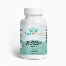 Supplement bottle labeled 'Reviva Review Magnesium Glycinate' on a white background