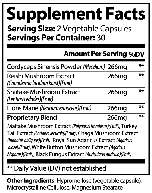 Mushroom Complex 10X – Adaptogenic Brain, Stress & Immune Support | 60 Capsules
